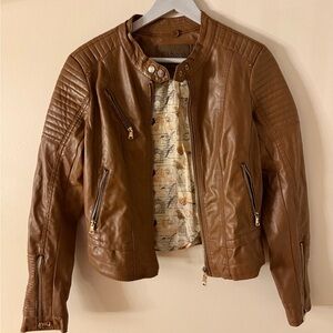 Ci Sono Tan Leather Jacket